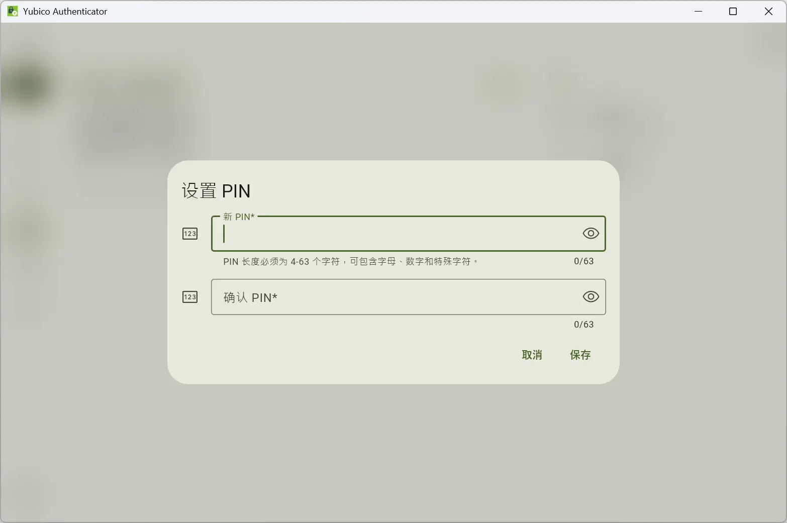 设置通行密钥 PIN